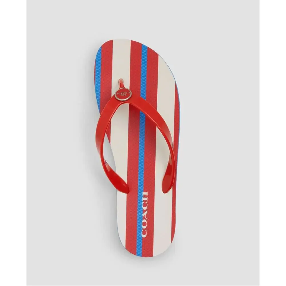 NWOT Coach Zayn Flip Flop Sandals (Miami Red Multi Stripe) - Size 8